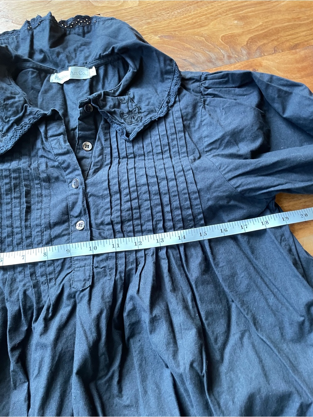Heirloom Art Co. Kate Black Poplin Maxi Nightgown with Pintuck Front size S - Picture 13 of 16